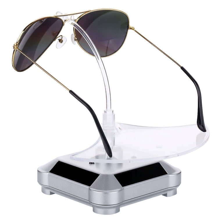 Solar 360 Degree Rotating Turntable Colorful Lights Glasses Display Stand(Silver) - free shipping - PMC Jewellery - Order now!