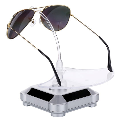 Solar 360 Degree Rotating Turntable Colorful Lights Glasses Display Stand(Silver) - free shipping - PMC Jewellery - Order now!