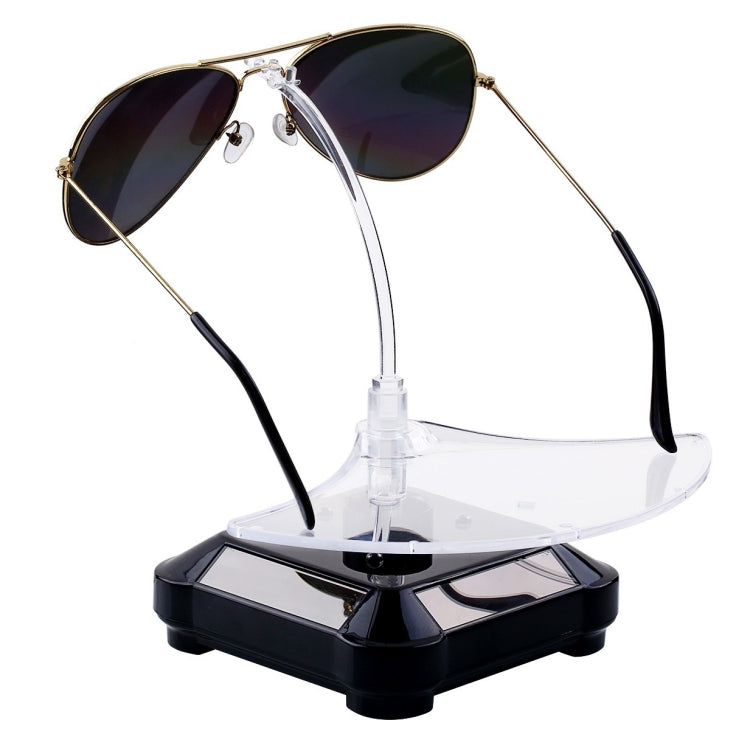Solar 360 Degree Rotating Turntable Colorful Lights Glasses Display Stand(Black) - free shipping - PMC Jewellery - Order now!