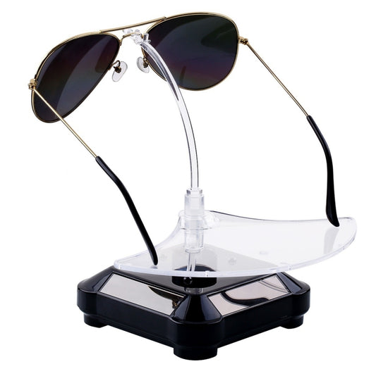 Solar 360 Degree Rotating Turntable Colorful Lights Glasses Display Stand(Black) - free shipping - PMC Jewellery - Order now!