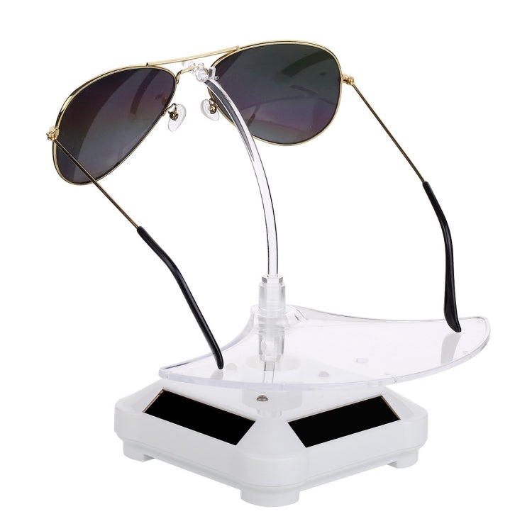 Solar 360 Degree Rotating Turntable Colorful Lights Glasses Display Stand(White) - free shipping - PMC TechLife - Order now!