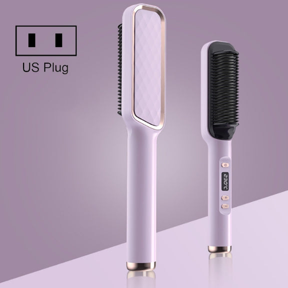 ZF-888 60W Dual-Purpose Splint Electric Curling Comb For Straight Hair And Curly Hair US Plug(Purple)