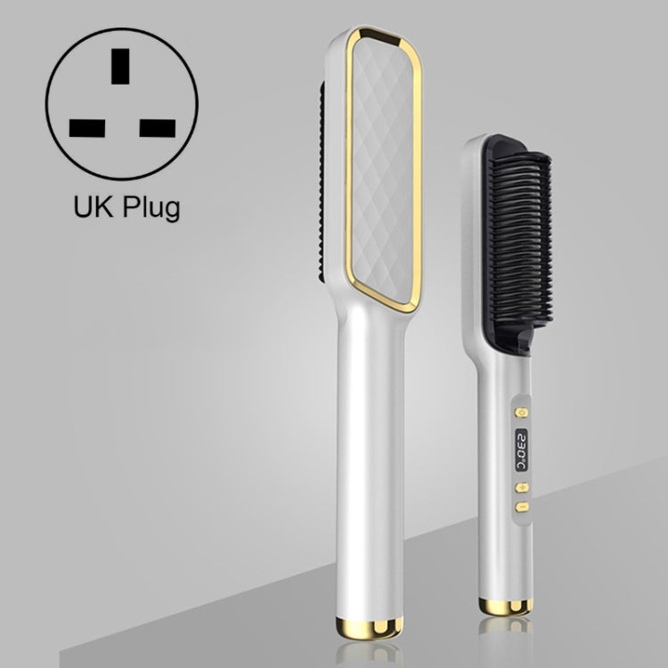 ZF-888 60W Dual-Purpose Splint Electric Curling Comb For Straight Hair And Curly Hair UK Plug(White) - free shipping - PMC TechLife - Order now!