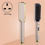 ZF-888 60W Dual-Purpose Splint Electric Curling Comb For Straight Hair And Curly Hair UK Plug(Champagne)