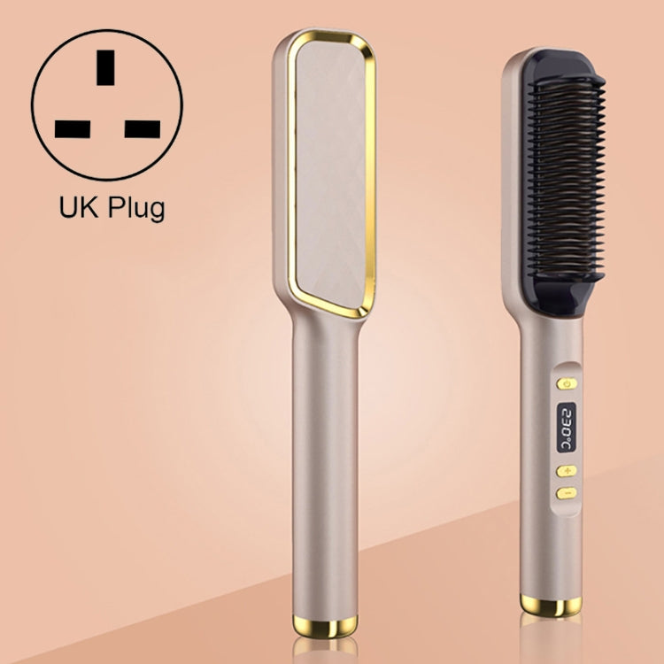 ZF-888 60W Dual-Purpose Splint Electric Curling Comb For Straight Hair And Curly Hair UK Plug(Champagne) - free shipping - PMC TechLife - Order now!
