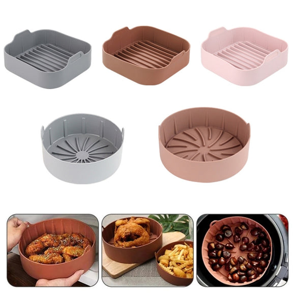 Air Fryer Silicone Grill Pan Accessories, Size: Square 20.5 cm(Gray)