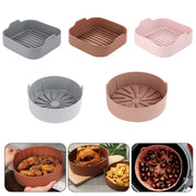 Air Fryer Silicone Grill Pan Accessories, Size: Round 22 cm(Coffee)