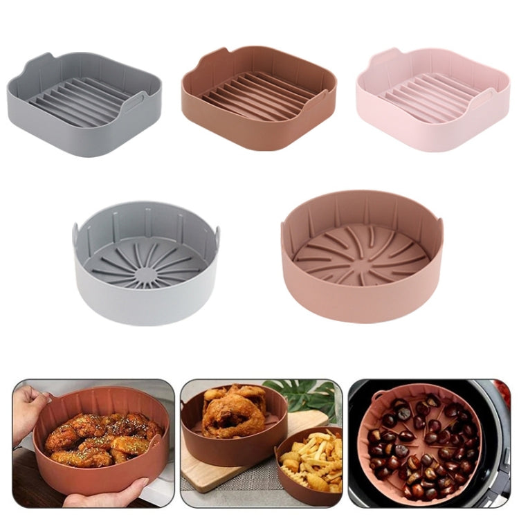 Air Fryer Silicone Grill Pan Accessories, Size: Round 22 cm(Coffee)