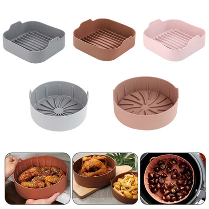 Air Fryer Silicone Grill Pan Accessories, Size: Round 19 cm(Gray) - Baking mat & Bakewares by PMC Jewellery | Online Shopping South Africa | PMC Jewellery | Buy Now Pay Later Mobicred