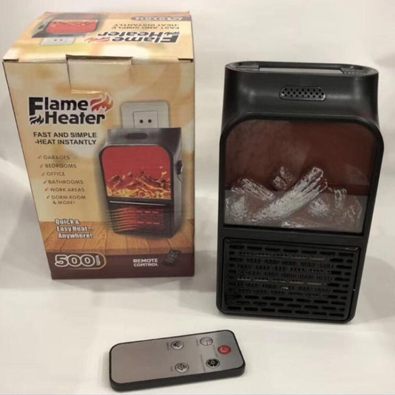 Flame Simulation Mini Portable Desktop Heater, Style:Without Remote Control, Plug Type:UK(Black)