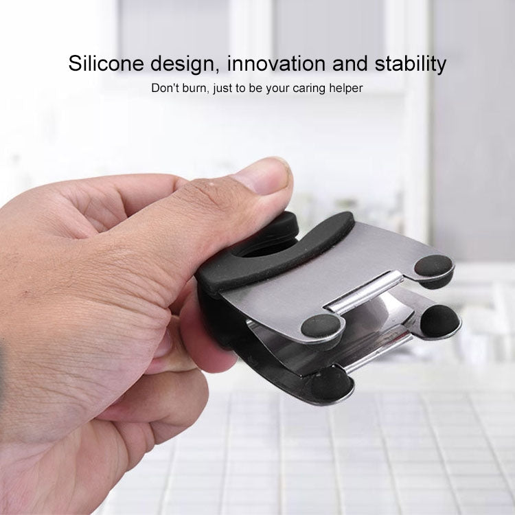 Stainless Steel Plastic Pan Edge Clamp Anti-Scald Rubber Bracket Kitchen Gadgets(Black) - Food Clips & Clips by PMC TechLife | Online Shopping South Africa | PMC TechLife | Buy Now Pay Later Mobicred