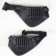 Hairdresser Hair Clipper Comb PU Leather Waist Bag Barber Shop Hair Tools Bag(Black)
