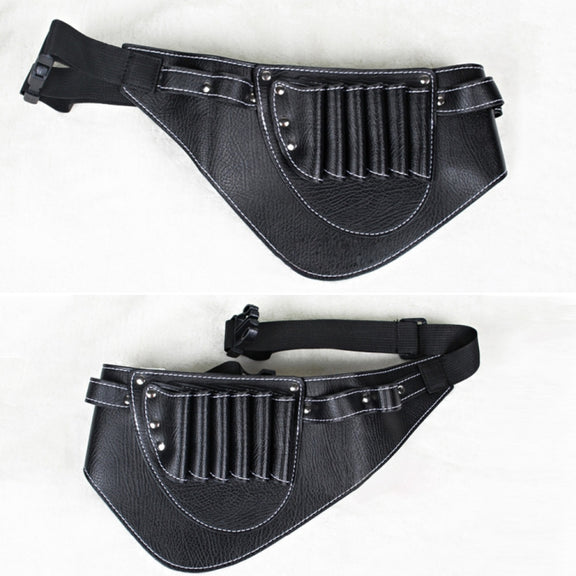 Hairdresser Hair Clipper Comb PU Leather Waist Bag Barber Shop Hair Tools Bag(Black)