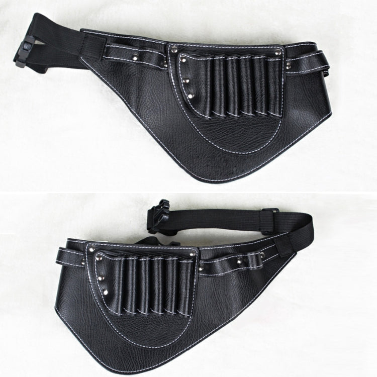 Hairdresser Hair Clipper Comb PU Leather Waist Bag Barber Shop Hair Tools Bag(Black)