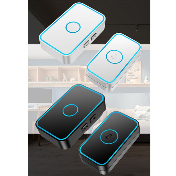 CACAZI A78 Long-Distance Wireless Doorbell Intelligent Remote Control Electronic Doorbell, Style:EU Plug(Elegant Black)