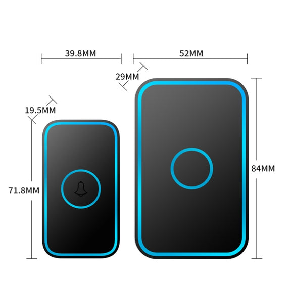 CACAZI A78 Long-Distance Wireless Doorbell Intelligent Remote Control Electronic Doorbell, Style:EU Plug(Bright White)