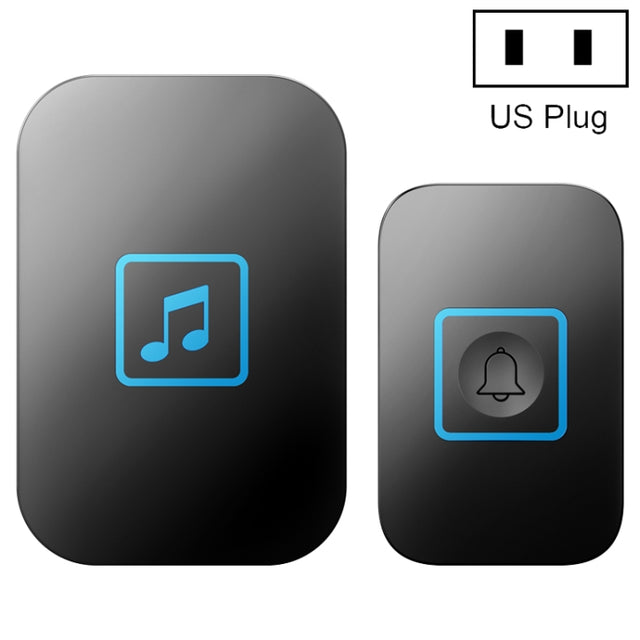 CACAZI A86 Electronic Music Remote Control Doorbell One For One AC Wireless Doorbell, Style:US Plug(Black)