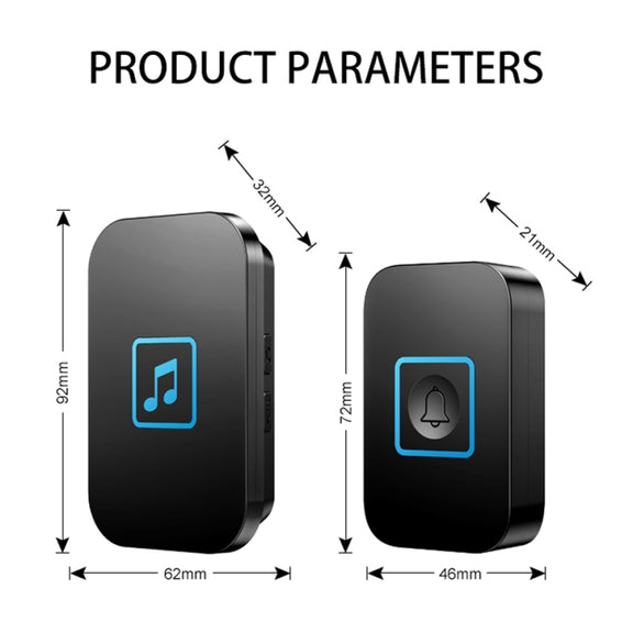 CACAZI A86 Electronic Music Remote Control Doorbell One For One AC Wireless Doorbell, Style:US Plug(Black)