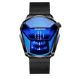 BINBOND Locomotive Concept Watch Men Live Black Technology Watch(Black Net Belt-Black Steel-Blue Face) - free shipping - PMC TechLife - Order now!