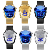 BINBOND Locomotive Concept Watch Men Live Black Technology Watch(White Net Belt-White Steel-White Face)