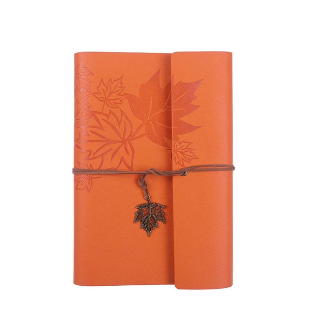 A7 PU Maple Retro Straps Handbook Loose-leaf Notebook(Orange)