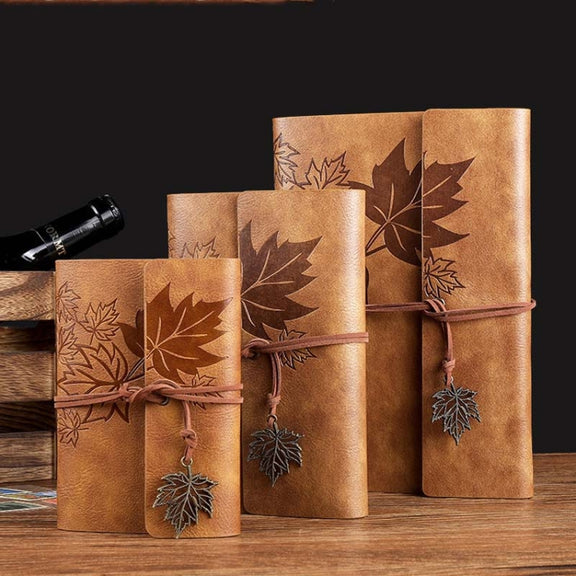 A7 PU Maple Retro Straps Handbook Loose-leaf Notebook(Coffee)