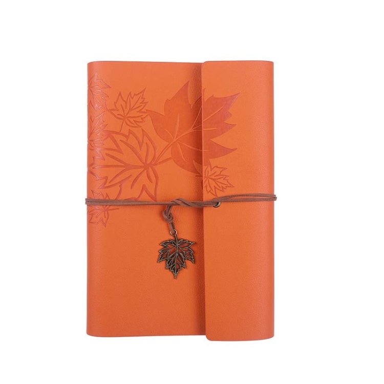 A6 PU Maple Retro Straps Handbook Loose-leaf Notebook(Orange) - free shipping - PMC Jewellery - Order now!