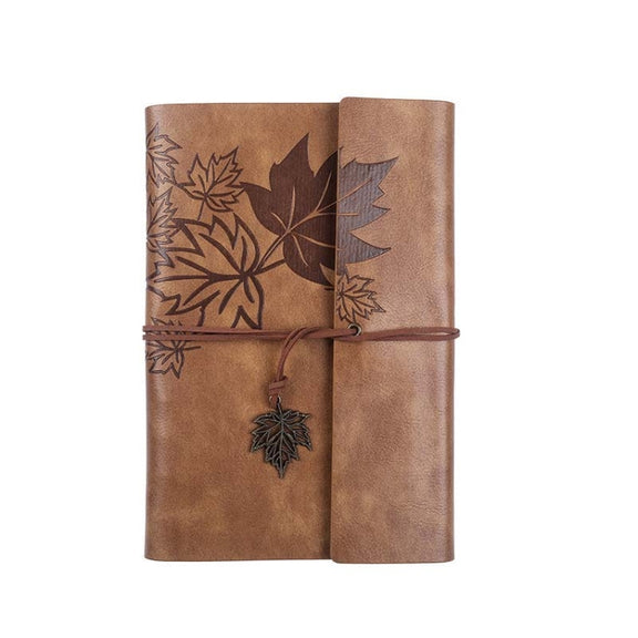 A6 PU Maple Retro Straps Handbook Loose-leaf Notebook(Brown)