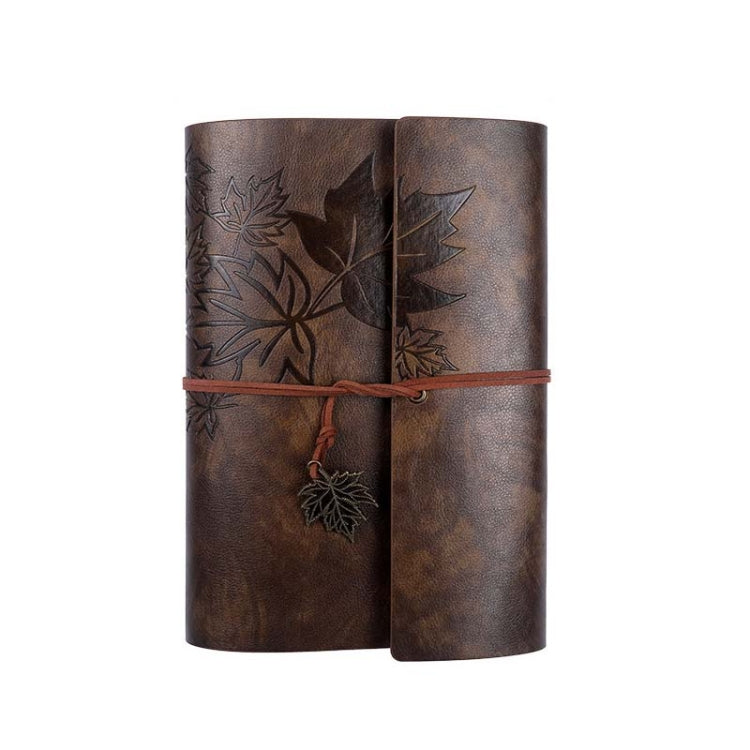 A6 PU Maple Retro Straps Handbook Loose-leaf Notebook(Dark Brown) - free shipping - PMC Jewellery - Order now!