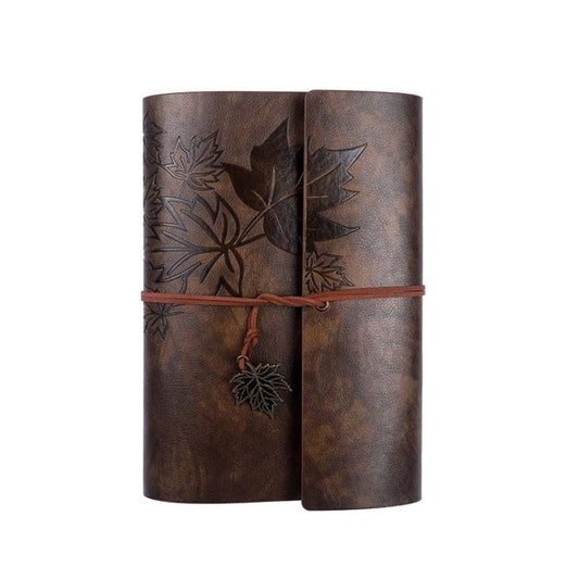 A6 PU Maple Retro Straps Handbook Loose-leaf Notebook(Dark Brown) - free shipping - PMC Jewellery - Order now!
