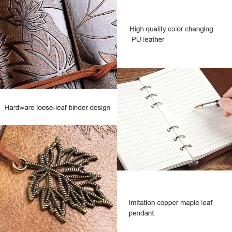 A6 PU Maple Retro Straps Handbook Loose-leaf Notebook(Army Green) - free shipping - PMC Jewellery - Order now!