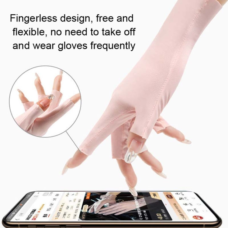Ladies Sunscreen Gloves Half Finger Ice Silk Gloves,Style: Linked Finger(White) - Safety Gloves by PMC TechLife | Online Shopping South Africa | PMC TechLife | Buy Now Pay Later Mobicred