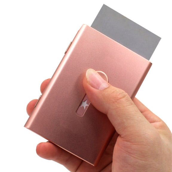 Metal Portable Push Card Case Ultra-thin Frosted Light Business Card Packing Box(Gray)