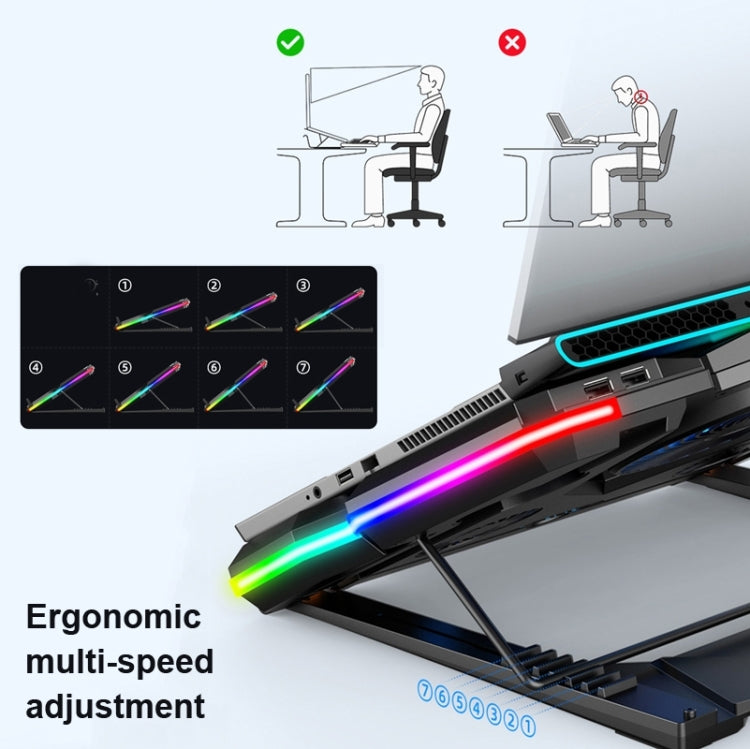 CoolCold 5V Speed Control Version Gaming Laptop Cooler Notebook Stand,Spec: Red Symphony - free shipping - PMC Jewellery - Order now!