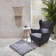 Hand-woven Home Decoration Twist Anti-skid Mat Shooting Props(Light Grey)