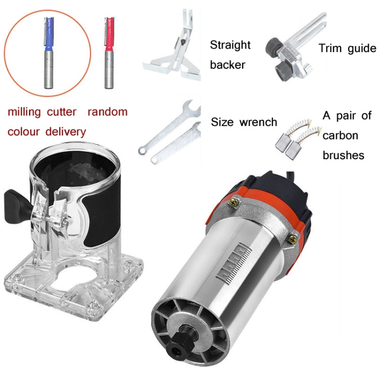 Woodworking Trimming Machine Multifunctional Electric Wood Milling Slotting Machine Engraving Tools US Plug, Material:600W Plastic Body
