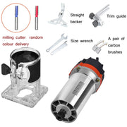 Woodworking Trimming Machine Multifunctional Electric Wood Milling Slotting Machine Engraving Tools US Plug, Material:720W Aluminum Body
