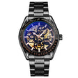 SKMEI 9194 Men Automatic Skeleton Mechanical Steel Band Watch (Black) - free shipping - PMC TechLife - Order now!