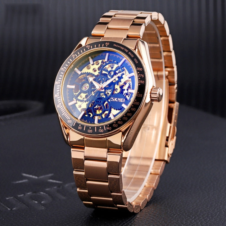 SKMEI 9194 Men Automatic Skeleton Mechanical Steel Band Watch (Silver)