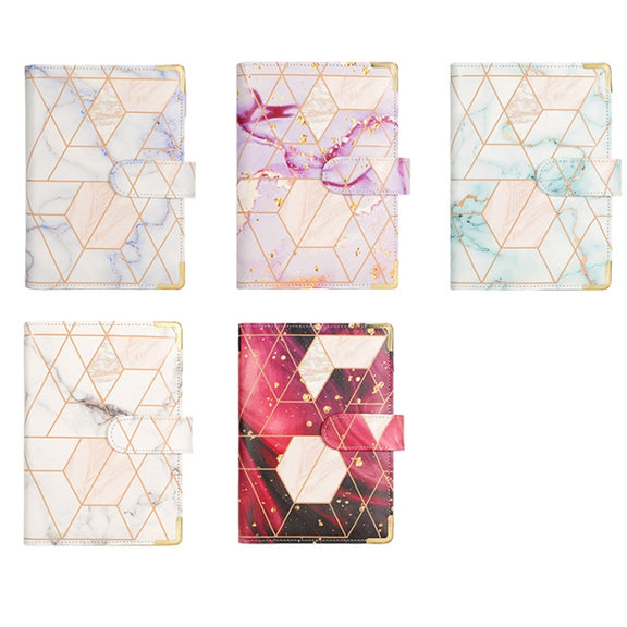 A6 Loose-leaf Notebook Budget Book Marbled Handbook,Style: Basic Model(Blue)