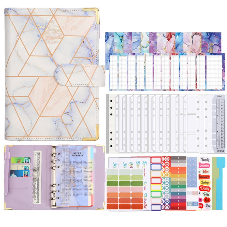 A6 Loose-leaf Notebook Budget Book Marbled Handbook,Style: Deluxe Model(Blue) - Notebooks by PMc TechLife | Online Shopping South Africa | PMc TechLife | Buy Now Pay Later Mobicred