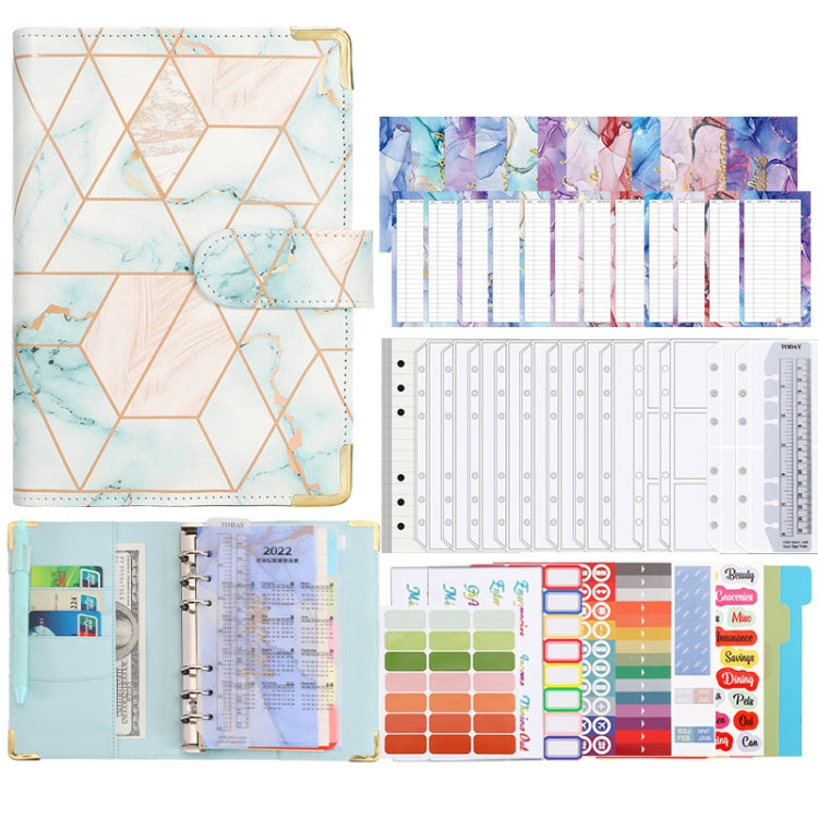 A6 Loose-leaf Notebook Budget Book Marbled Handbook,Style: Deluxe Model(Green) - free shipping - PMc TechLife - Order now!