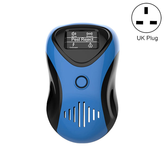 Ultrasonic Mouse Repeller Energy-Saving Silent Insect Repeller, Plug Type:UK Plug(Blue Black)
