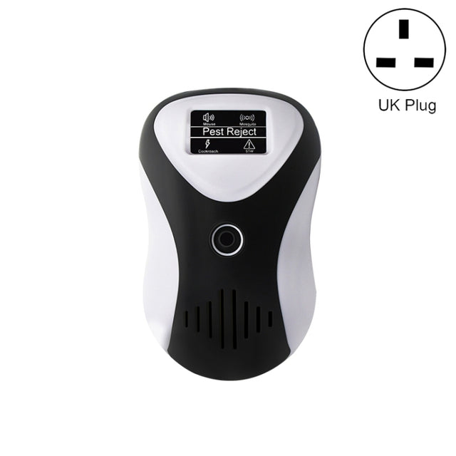 Ultrasonic Multifunctional Mouse Repeller Energy-Saving Silent Insect Repeller, Plug Type:UK Plug(Black White)