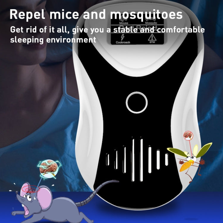 Ultrasonic Multifunctional Mouse Repeller Energy-Saving Silent Insect Repeller, Plug Type:US Plug(Black White)