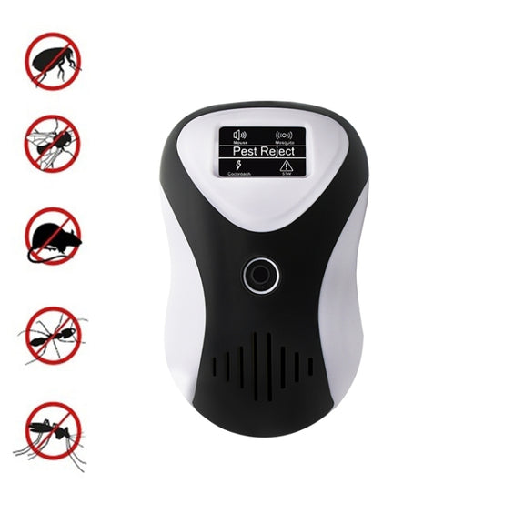 Ultrasonic Multifunctional Mouse Repeller Energy-Saving Silent Insect Repeller, Plug Type:EU Plug(Black White)