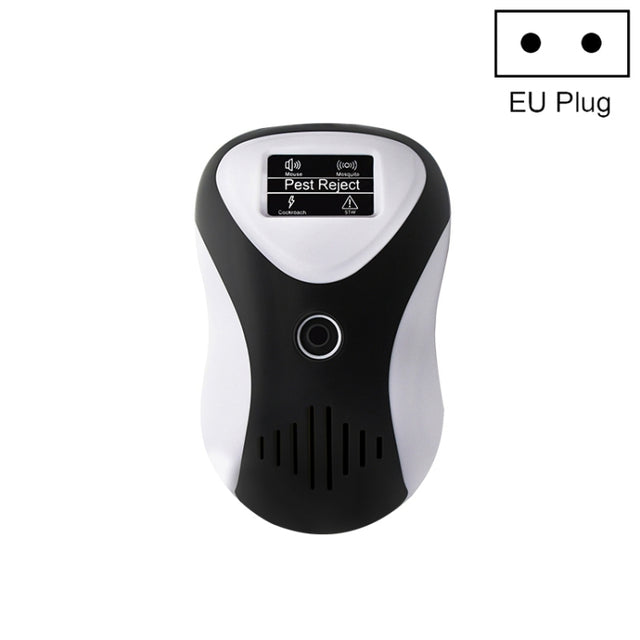 Ultrasonic Multifunctional Mouse Repeller Energy-Saving Silent Insect Repeller, Plug Type:EU Plug(Black White)