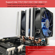 Desktop Computer 6 Copper Tube CPU Radiator Super Quiet Blue Light 3-pin Single Fan