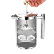 304 Stainless Steel French Pressure Coffee Pot Hand Made Tea Pot, Capacity:800ml
