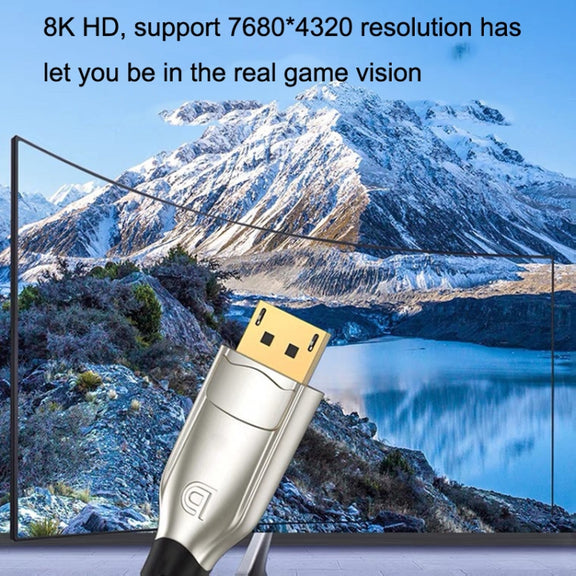1.5m 1.4 Version DP Cable Gold-Plated Interface 8K High-Definition Display Computer Cable OD6.0MM 30AWG With Nylon Mesh(Gold)